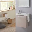 PLANETE BAIN - Pack lave-mains Beige cachemire avec porte serviette - Robinetterie eau froide à gauche - L.48 X H. 52.5 cm - Houston - vignette