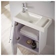 PLANETE BAIN - Meuble blanc brillant Solo avec lave-mains et porte serviette intégré pour Robinet à gauche - vignette