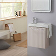 PLANETE BAIN - Pack lave-mains Beige cachemire strié avec porte serviette - robinetterie eau froide à gauche - L.48 X H. 52.5 cm - Houston - vignette