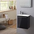 PLANETE BAIN - Meuble lave-mains pour wc gris anthracite brillant avec vasque moderne et mitigeur - vignette