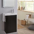 PLANETE BAIN - Meuble lave mains wc noir mat avec porte serviettes - l.48 X H. 72.5 cm - pour robinetterie à droite - Austria - vignette