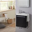 PLANETE BAIN - Meuble noir mat Solo avec lave-mains et porte serviette intégré pour Robinet à gauche - vignette