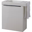 PLANETE BAIN - Meuble blanc brillant Solo avec lave-mains et porte serviette intégré pour Robinet à gauche - poignée noire - vignette