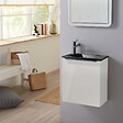 PLANETE BAIN - Meuble lave-mains pour wc couleur blanc finition vasque noir et robinet noir - vignette