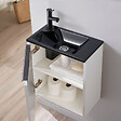 PLANETE BAIN - Meuble lave-mains pour wc couleur blanc finition vasque noir et robinet noir - vignette