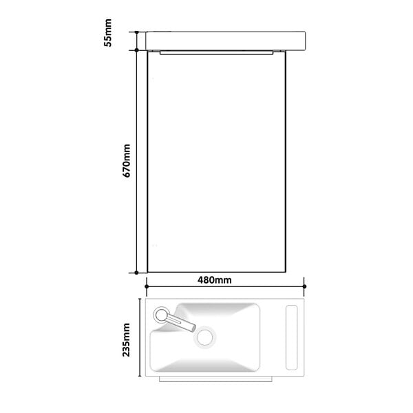 PLANETE BAIN - Meuble lave mains wc noir mat avec porte serviettes - l.48 X H. 72.5 cm - pour robinetterie à gauche - Austria - large