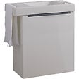 PLANETE BAIN - Meuble blanc brillant Solo avec lave-mains et porte serviette intégré pour Robinet à droite - poignée noire - vignette