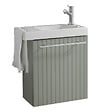 PLANETE BAIN - Pack lave-mains Vert mat strié avec porte serviette - Mitigeur à droite - L.48 X H. 52.5 cm - Houston - vignette