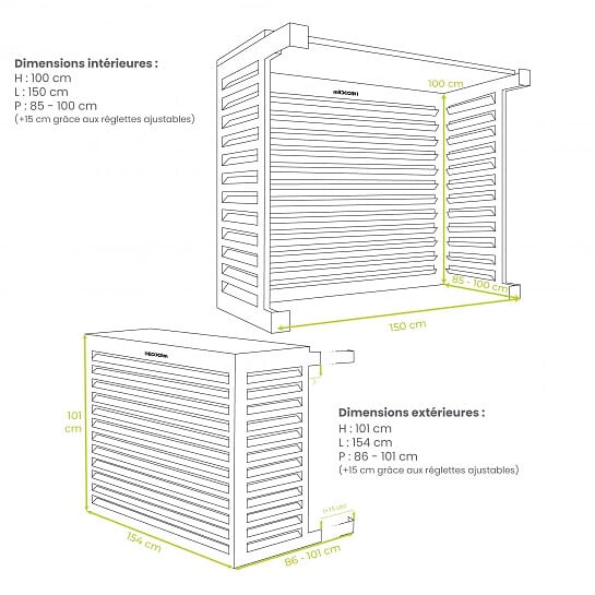 DECOCLIM - Cache unité extérieure en aluminium blanc XXL - DECOCLIM - large