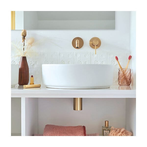 WIRQUIN - Siphon de lavabo en laiton doré brossé entrée 1'1/4 - sortie diamètre 32 - large