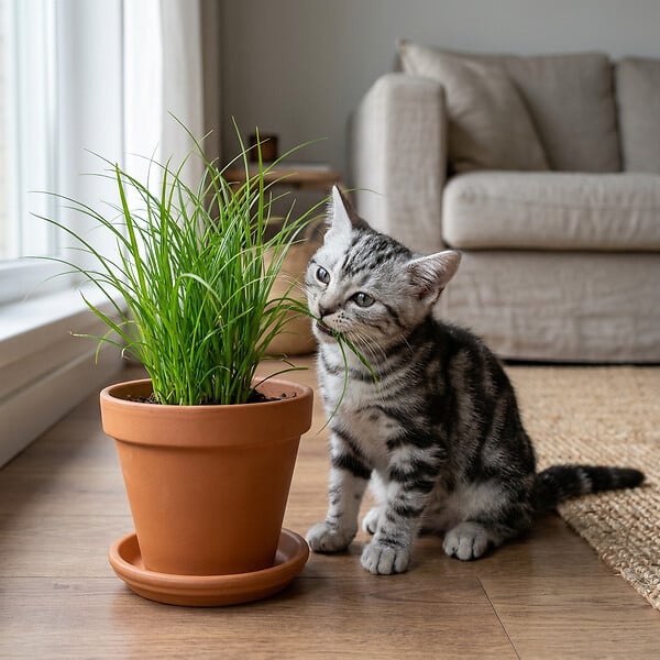 BLOOMIQUE - Lot de 3 - Cyperus zumula - Herbe à chat - Plante d’intérieur - H. 20-30 cm - P. 12 cm - large
