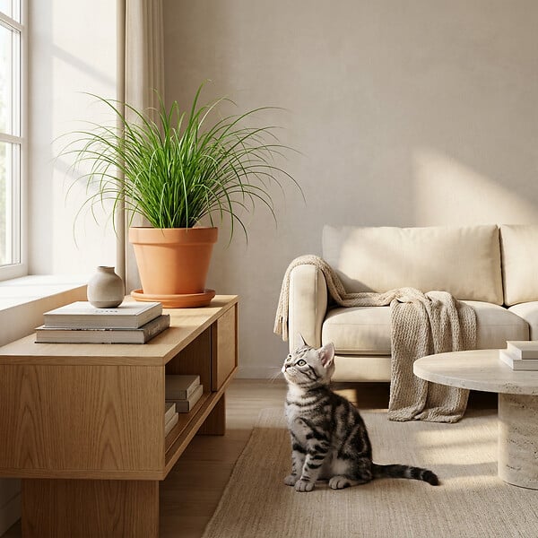 BLOOMIQUE - Lot de 3 - Cyperus zumula - Herbe à chat - Plante d’intérieur - H. 20-30 cm - P. 12 cm - large