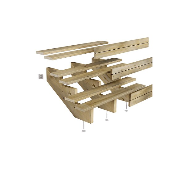 DIRECT-ABRIS - Escalier Bois Exterieur - 3 Marches Pleines - Largeur : 1m20 - Hauteur : 51cm - Avec Contremarches - Pin du Nord - Traité Autoclave - large