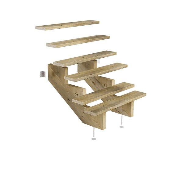 DECKLINEA - Escalier Bois Exterieur - 3 Marches - Largeur = 80cm - Marches découpables - Sans Contremarches - Pin du Nord - Traité Autoclave - large