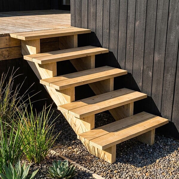 DECKLINEA - Escalier Bois Exterieur - 3 Marches - Largeur = 80cm - Marches découpables - Sans Contremarches - Pin du Nord - Traité Autoclave - large