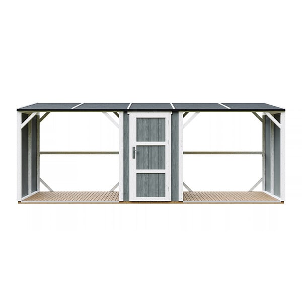 TIMBELA - Abri à bûches double avec remise - 556x120xH220 cm / 6,49 m² - Capacité ~8,8 m³ - TIMBELA M986-CAVERN STEEL - large