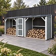 TIMBELA - Abri à bûches double avec remise - 556x120xH220 cm / 6,49 m² - Capacité ~8,8 m³ - TIMBELA M986-CAVERN STEEL - vignette