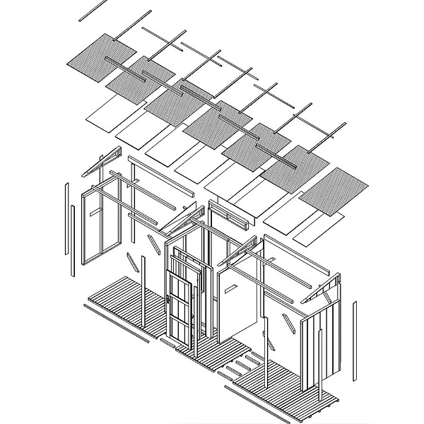 TIMBELA - Abri à bûches double avec remise - 556x120xH220 cm / 6,49 m² - Capacité ~8,8 m³ - TIMBELA M986-CAVERN STEEL - large