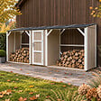 TIMBELA - Abri à bûches double avec remise - 556x120xH220 cm / 6,49 m² - Capacité ~8,8 m³ - TIMBELA M986-TERRA BROWN - vignette