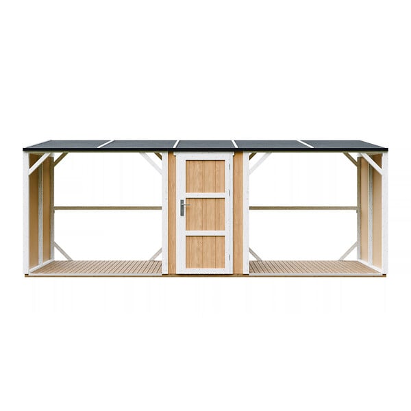 TIMBELA - Abri à bûches double avec remise - 556x120xH220 cm / 6,49 m² - Capacité ~8,8 m³ - TIMBELA M986-HARVEST HONEY - large