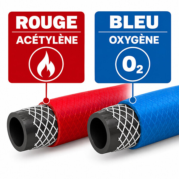 HUGGY TUYAUX - Tuyau de soudure oxygène/acétylène Ø 6.3 mm - Longueur 10 mètres - large