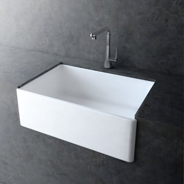 PLANETE BAIN - Evier timbre d'office 66cm en céramique blanc - large