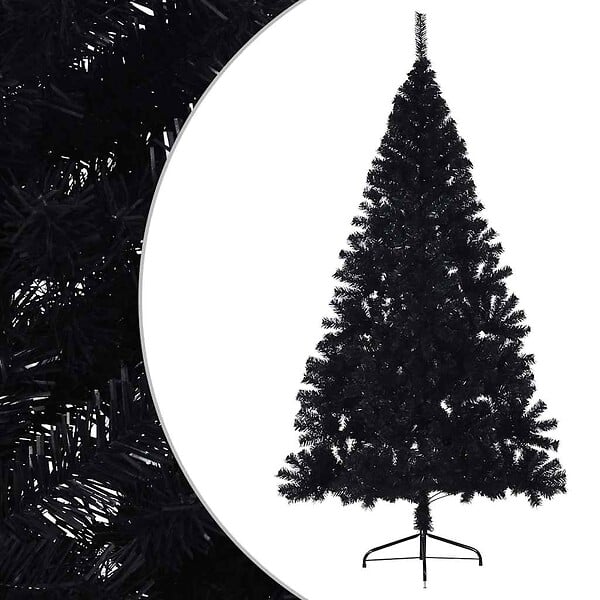 VIDAXL - vidaXL Demi sapin de Noël artificiel avec support Noir 210 cm PVC - large