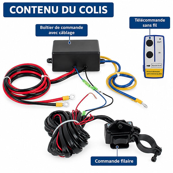 GT MARKET - Boîtier de commande pour treuil 1360 kg - Télécommande sans fil - large
