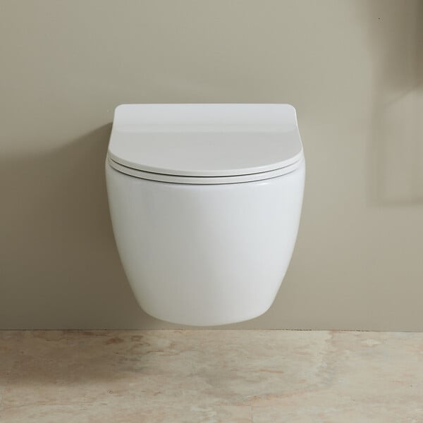 PLANETE BAIN - Cuvette suspendue sans bride avec abattant slim - Ceres - large