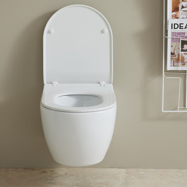 PLANETE BAIN - Cuvette suspendue sans bride avec abattant slim - Ceres - large