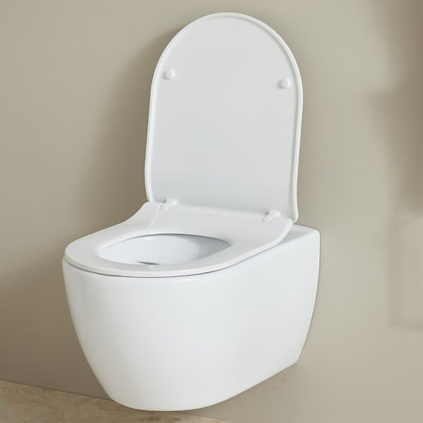 PLANETE BAIN - Cuvette suspendue sans bride avec abattant slim - Ceres - large