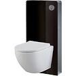 PLANETE BAIN - Pack WC suspendu gain de place bâti mural verre noir + cuvette sans bride vortex Turbi - vignette