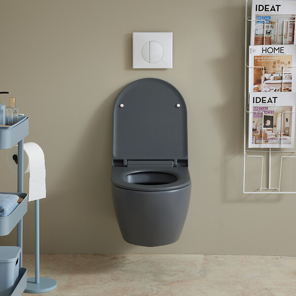 SIAMP - Pack WC Suspendu Bâti-support Universel Siamp avec Cuvette Sans Bride grise Knidos - large