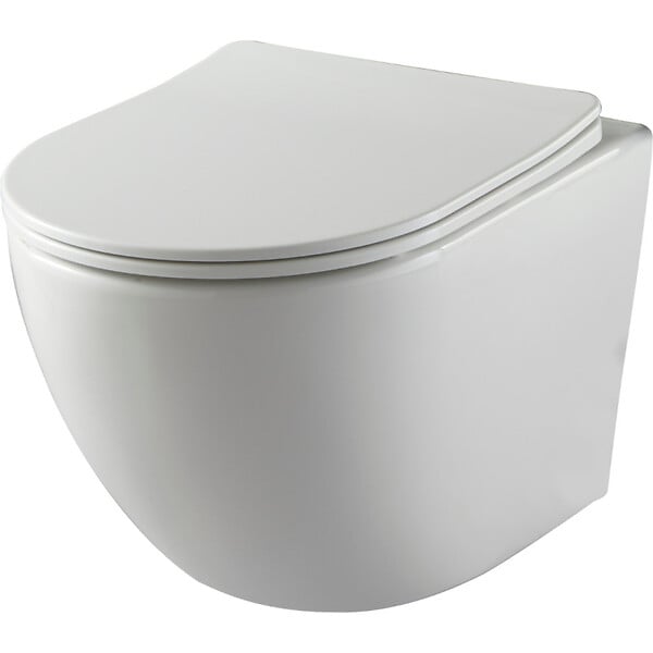 PLANETE BAIN - Pack WC suspendu gain de place bâti mural verre blanc + cuvette sans bride Corolla - large
