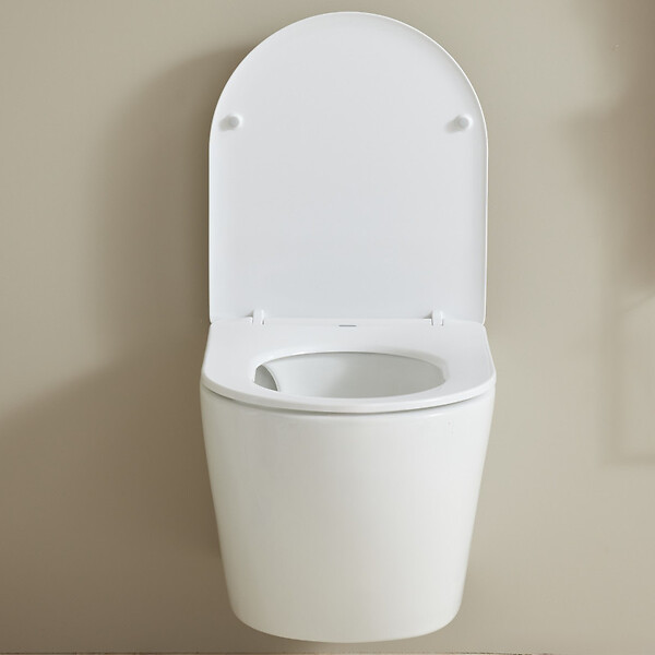 PLANETE BAIN - Cuvette WC suspendu compacte 48.2 cm sans bride vortex turbi, abattant frein de chute déclipsable - large