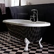 PLANETE BAIN - Baignoire ilot Charly ovale noire et blanche avec piétements blanc - vignette