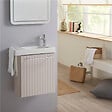PLANETE BAIN - Pack lave-mains Beige cachemire strié avec porte serviette - Mitigeur à droite - L.48 X H. 52.5 cm - Houston - vignette