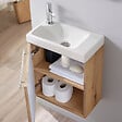 PLANETE BAIN - Pack lave-mains Bois Strié - Mitigeur à gauche - L.42.5 X H. 52.5 cm - Hamac 2 - vignette