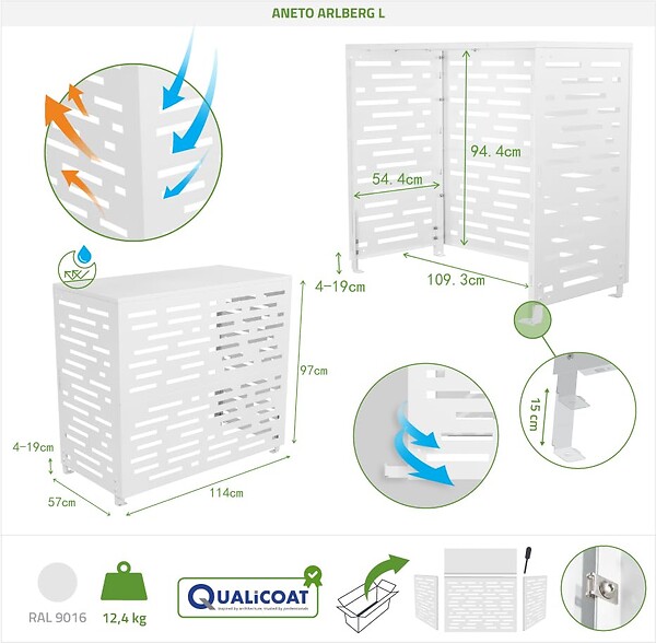 CASANOOV - Casanoov Cache clim & pompe à chaleur ANETO ARLBERG aluminium blanc - taille L - large