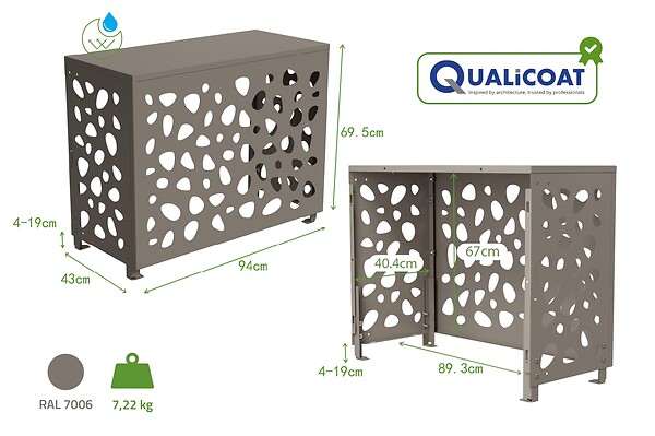 CASANOOV - Casanoov Cache clim & pompe à chaleur ANETO SUNNY aluminium taupe - taille S - large