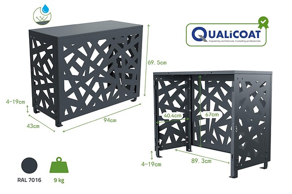 CASANOOV - Casanoov Cache clim & pompe à chaleur ANETO RUIVO aluminium gris - taille S - large