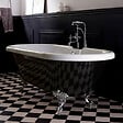 PLANETE BAIN - Baignoire îlot Charly noire avec pieds patte d'aigle chrome - vignette