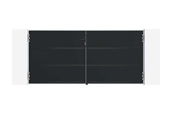 CASANOOV - Casanoov Portail battant acier 3 m NALI H.140  cm noir + Portillon H.140  cm noir - large