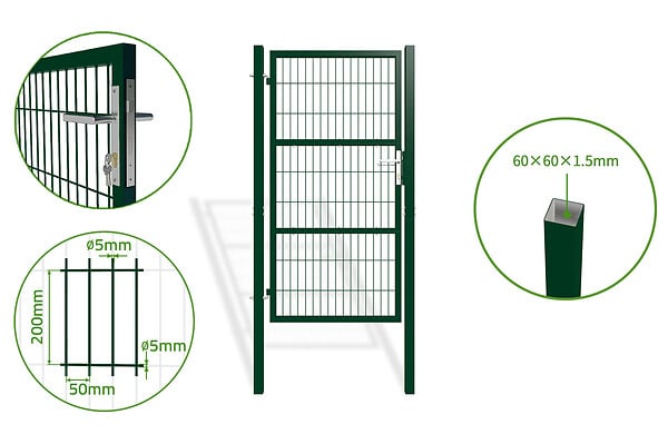 CASANOOV - Casanoov Portail battant grillagé 3 m H.180  cm RAZO + Portillon 1m RAZO H.180  cm Vert - large