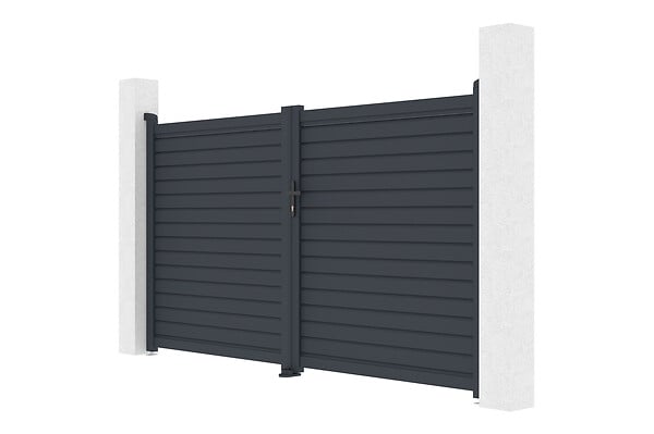 CASANOOV - Casanoov Portail battant aluminium gris CALANCIA 3 m hauteur 160  cm - large