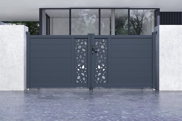 CASANOOV - Casanoov Portail battant 3 m SUNNY H.120 aluminium gris - large