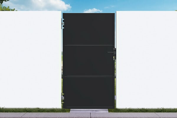 CASANOOV - Casanoov Portail battant acier 3 m NALI H.180  cm noir + Portillon H.180  cm noir - large