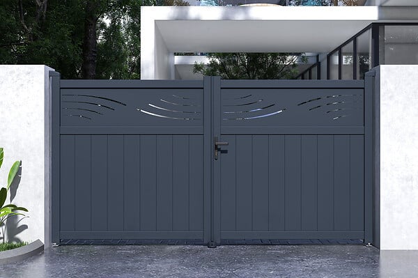 CASANOOV - Casanoov Portail battant 3 m HALTI H.160  cm aluminium gris - large