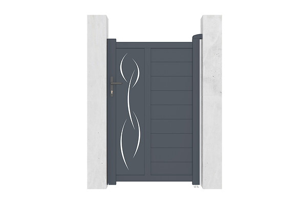 CASANOOV - Casanoov Portail battant 3 m LIFE H.160  cm + Portillon 1m LIFE H.160  cm aluminium gris - large