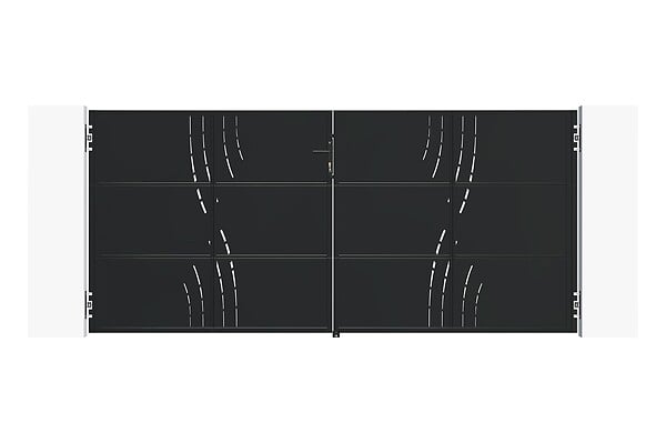 CASANOOV - Casanoov Portail battant acier 3,5m NALI VELETA H.180 cm noir + Portillon H.180 cm noir - large